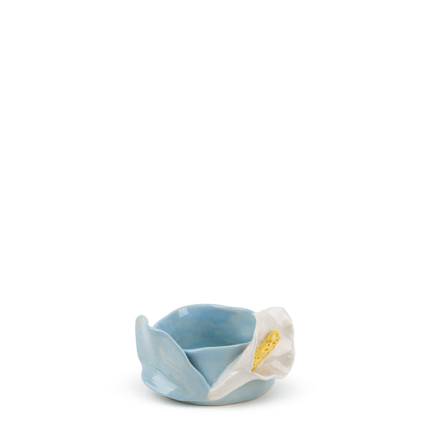 Lilies Round Bowl <br> Pastel Blue <br> (Ø 11 x H 6) cm