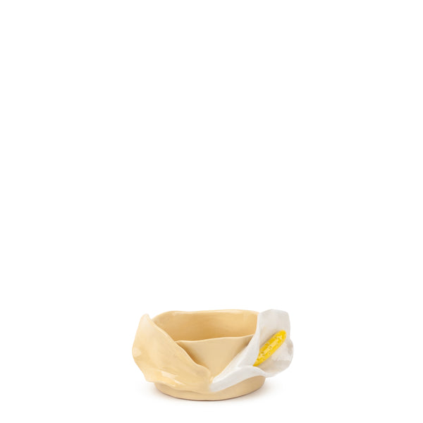 Lilies Round Bowl <br> Pastel Yellow <br> (Ø 11 x H 6) cm