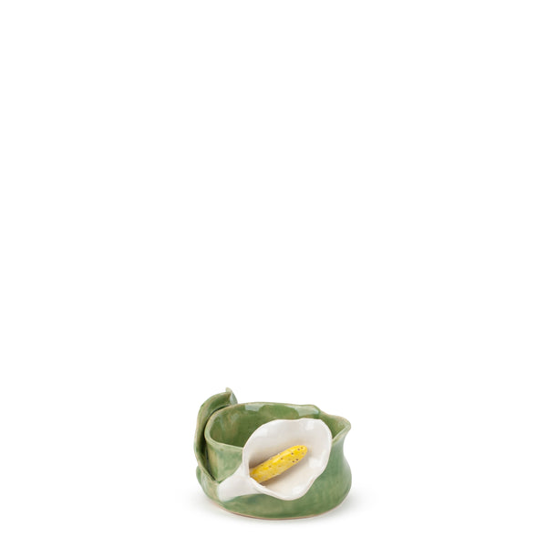 Lilies Round Bowl <br> Moss Green <br> (Ø 11 x H 6) cm