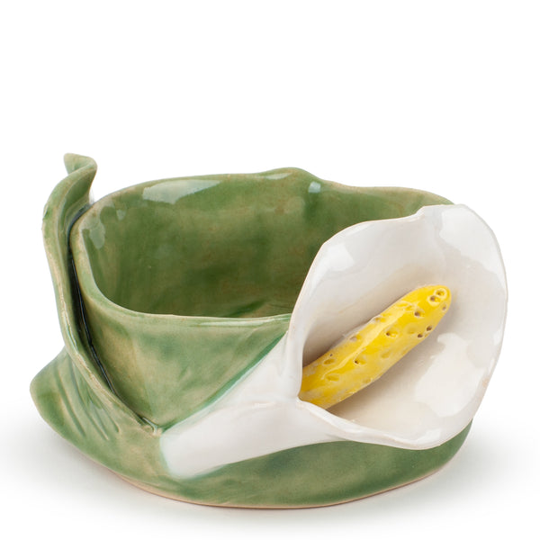 Lilies Round Bowl <br> Moss Green <br> (Ø 11 x H 6) cm