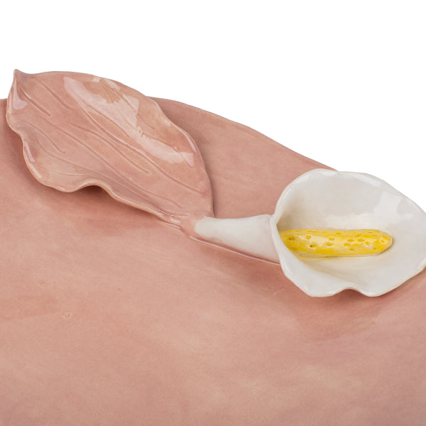 Lilies Flat Dish on Stand <br> Pink <br> (Ø 40 x H 10) cm