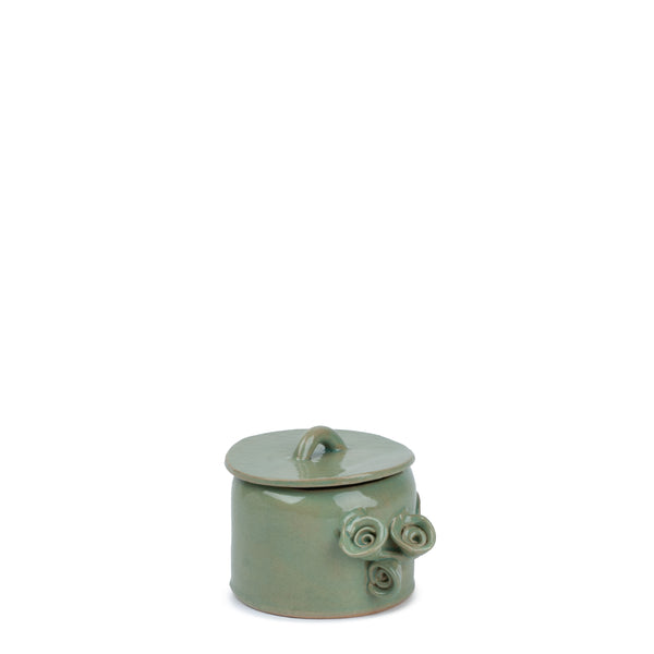 Flower Crafted Mini Saucepan <br> 
Olive Green
<br> (Ø 9.5 x H 10) cm
