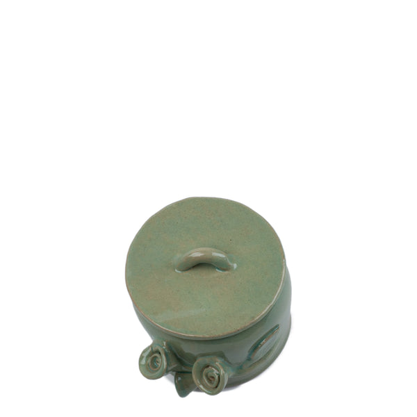 Flower Crafted Mini Saucepan <br> 
Olive Green
<br> (Ø 9.5 x H 10) cm