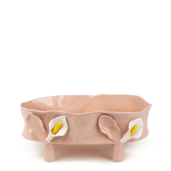 Oval Dish with Lilies Legs <br> Nude <br> (L 46 x H 18) cm