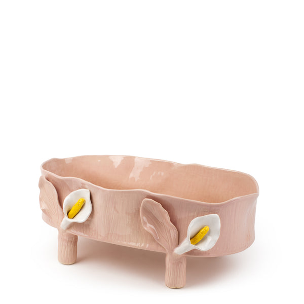 Oval Dish with Lilies Legs <br> Nude <br> (L 46 x H 18) cm