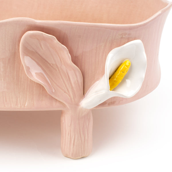 Oval Dish with Lilies Legs <br> Nude <br> (L 46 x H 18) cm