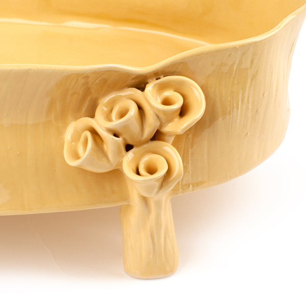 Oval Dish with Rose Legs <br> Yellow <br> (L 46 x H 18) cm
