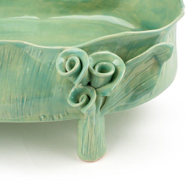 Oval Dish with Rose Legs <br> Tea Green <br> (L 46 x H 18) cm