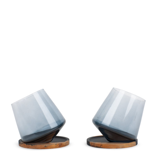 Equilibrio Glasses & Coasters <br> Smoke Black <br> Set of 2