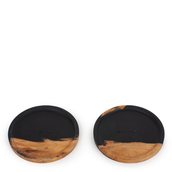 Equilibrio Glasses & Coasters <br> Smoke Black <br> Set of 2