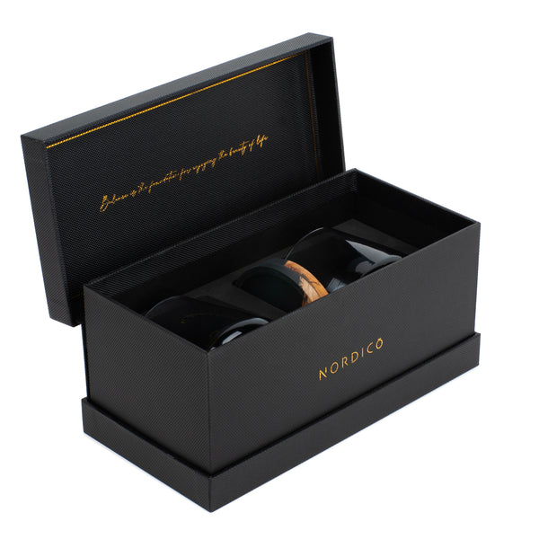 Equilibrio Glasses & Coasters <br> Smoke Black <br> Set of 2