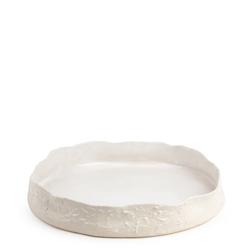 Rough Round Dish <br> White <br> (Ø 39 x H 7) cm