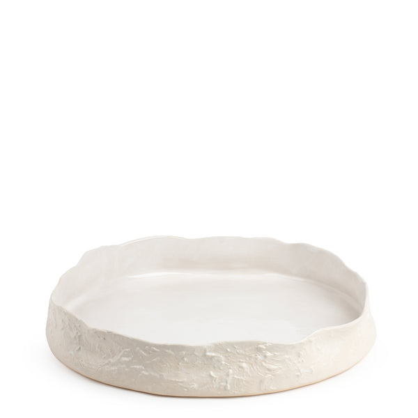 Rough Round Dish <br> White <br> (Ø 39 x H 7) cm