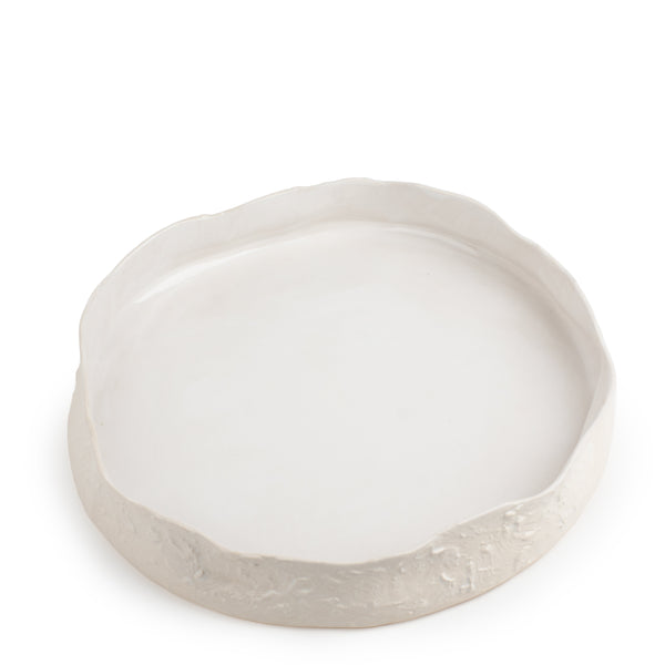 Rough Round Dish <br> White <br> (Ø 39 x H 7) cm