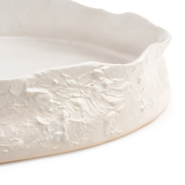 Rough Round Dish <br> White <br> (Ø 39 x H 7) cm