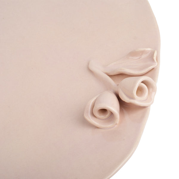 Roses Flat Dish on Stand <br> Nude <br> (Ø 42 x H 9) cm