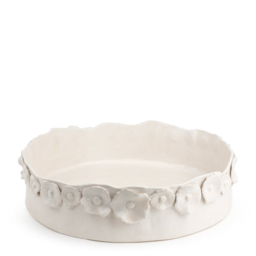 Flower Crafted Round Dish <br> White <br> (Ø 45 x H 13) cm