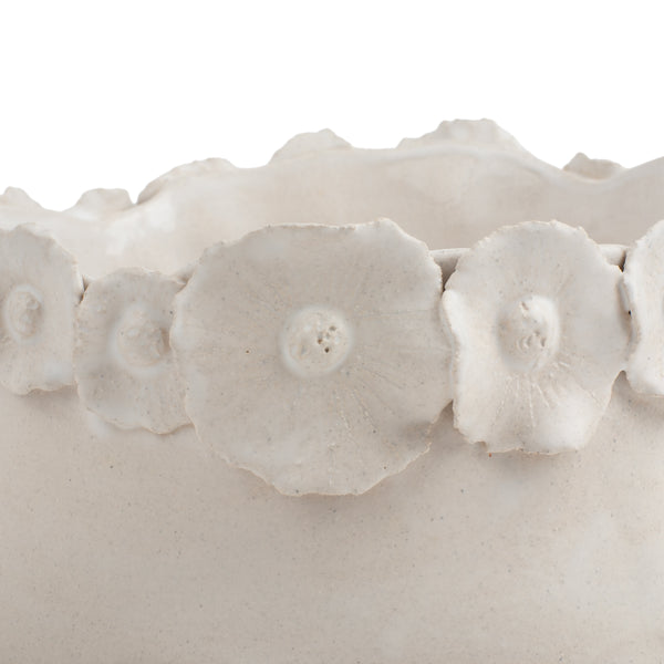 Flower Crafted Round Dish <br> White <br> (Ø 25 x H 13) cm