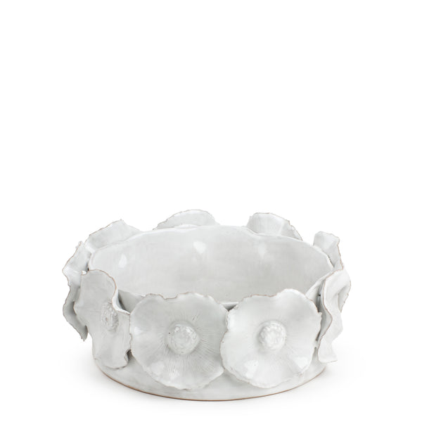 Big Flower Crafted Round Dish <br> Off White <br> (Ø 25 x H 11) cm