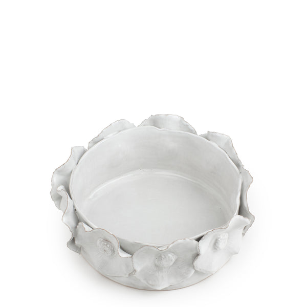 Big Flower Crafted Round Dish <br> Off White <br> (Ø 25 x H 11) cm