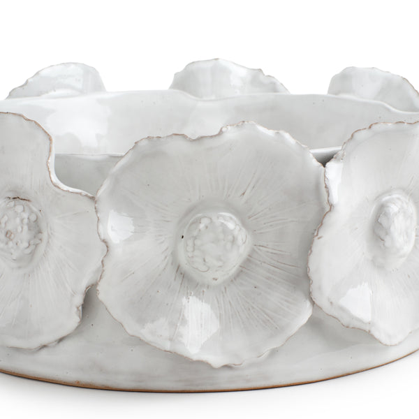 Big Flower Crafted Round Dish <br> Off White <br> (Ø 25 x H 11) cm
