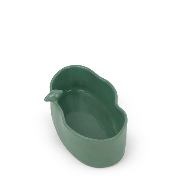 Oval Bowl with Bird <br> 
Sea Green <br> 
(L 18 x H 6.5) cm