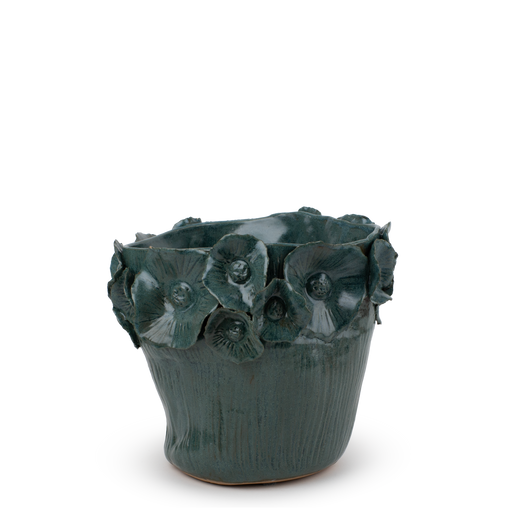 Flower Crafted Round Vase <br> 
Midnight Blue <br> 
(Ø 24 x H 22.5) cm