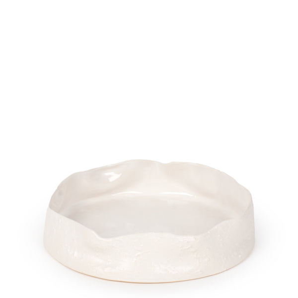 Rough Round Dish <br> White <br> (Ø 36 x H 8) cm
