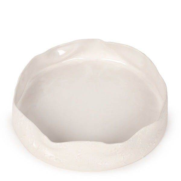 Rough Round Dish <br> White <br> (Ø 36 x H 8) cm