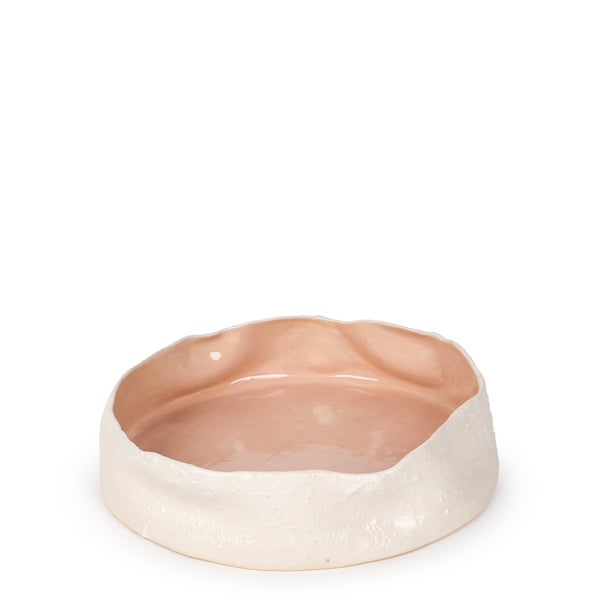 Rough Round Dish <br> White / Nude <br> (Ø 36 x H 8) cm