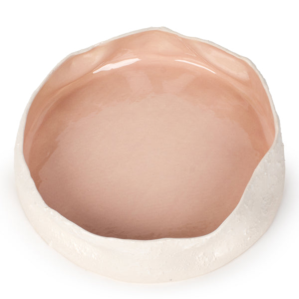 Rough Round Dish <br> White / Nude <br> (Ø 36 x H 8) cm