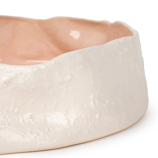 Rough Round Dish <br> White / Nude <br> (Ø 36 x H 8) cm