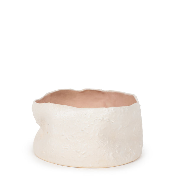 Rough Round Dish <br> White / Nude <br> (Ø 25 x H 13) cm
