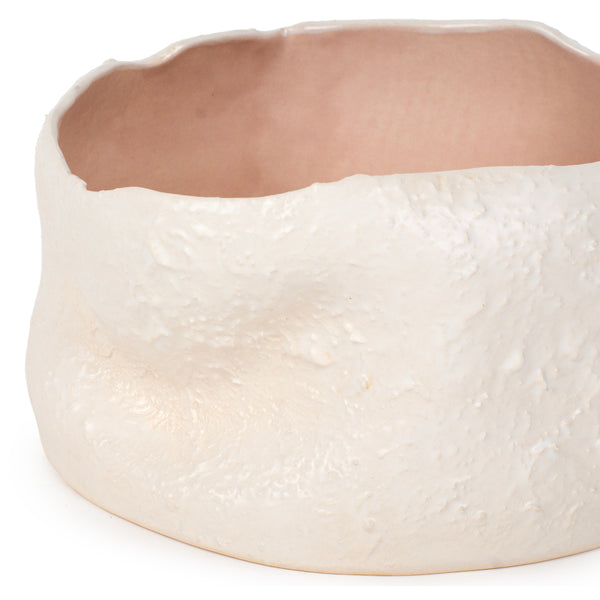 Rough Round Dish <br> White / Nude <br> (Ø 25 x H 13) cm