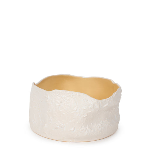 Rough Round Dish <br> White / Pastel Yellow <br> (Ø 25 x H 13) cm