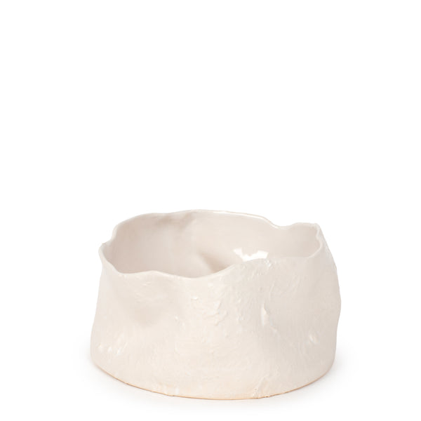 Rough Round Dish <br> White <br> (Ø 25 x H 13) cm