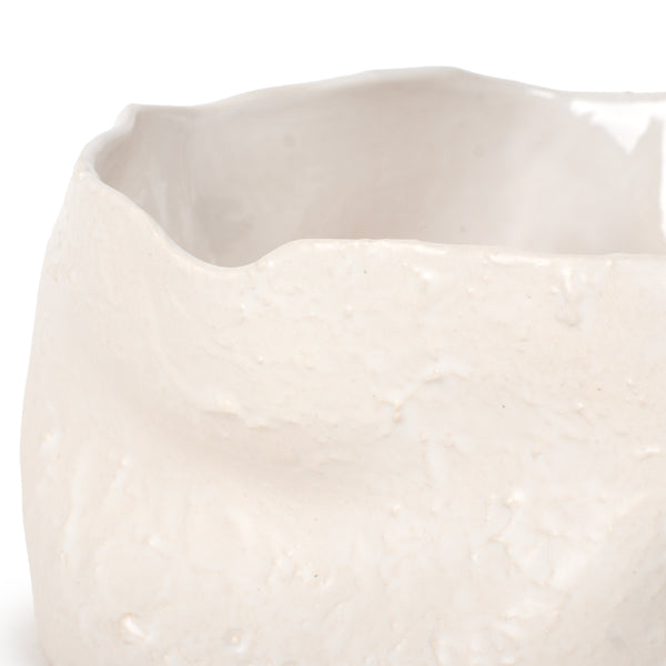 Rough Round Dish <br> White <br> (Ø 25 x H 13) cm