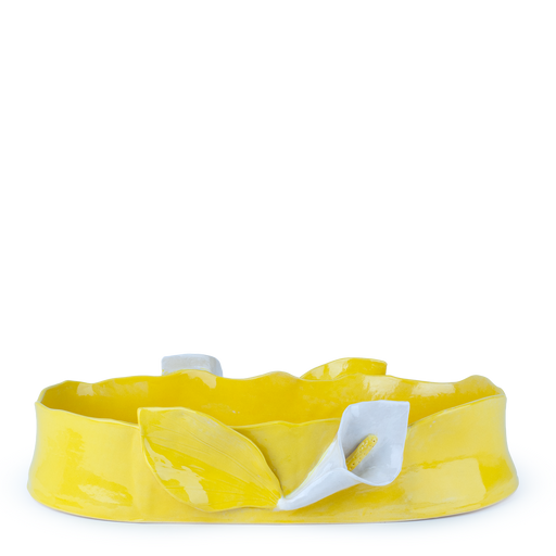 Lilies Oval Dish <br> Yellow <br> (L 47 x H 11) cm