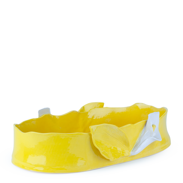 Lilies Oval Dish <br> Yellow <br> (L 47 x H 11) cm