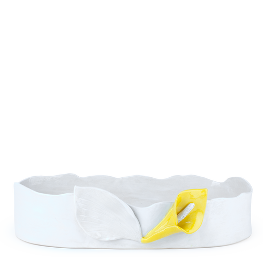 Lilies Oval Dish <br> White <br> (L 47 x H 12.5) cm