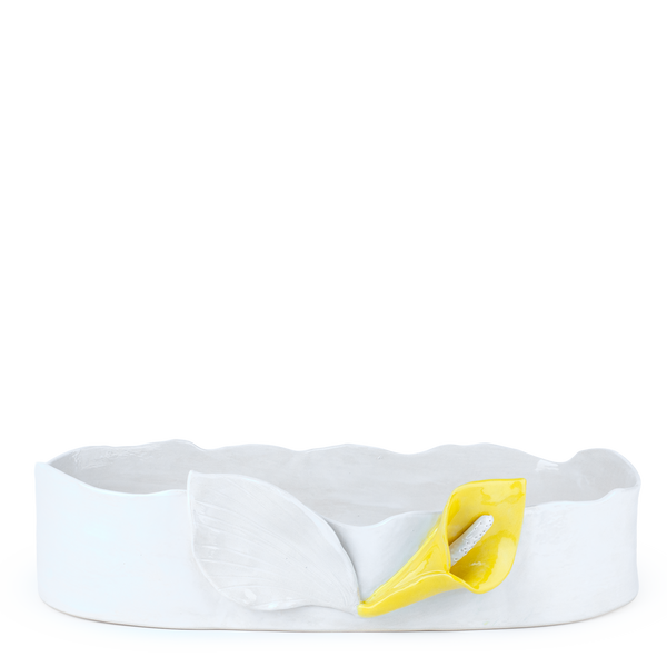 Lilies Oval Dish <br> White <br> (L 47 x H 12.5) cm