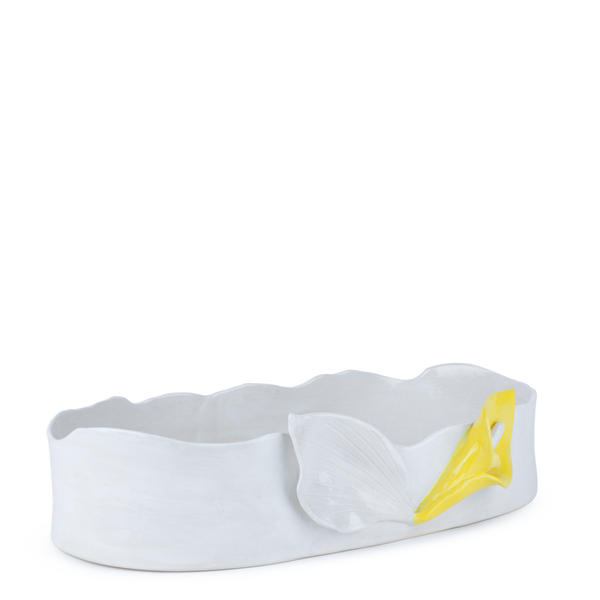 Lilies Oval Dish <br> White <br> (L 47 x H 12.5) cm