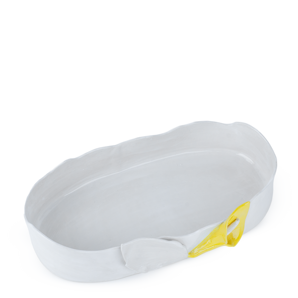 Lilies Oval Dish <br> White <br> (L 47 x H 12.5) cm