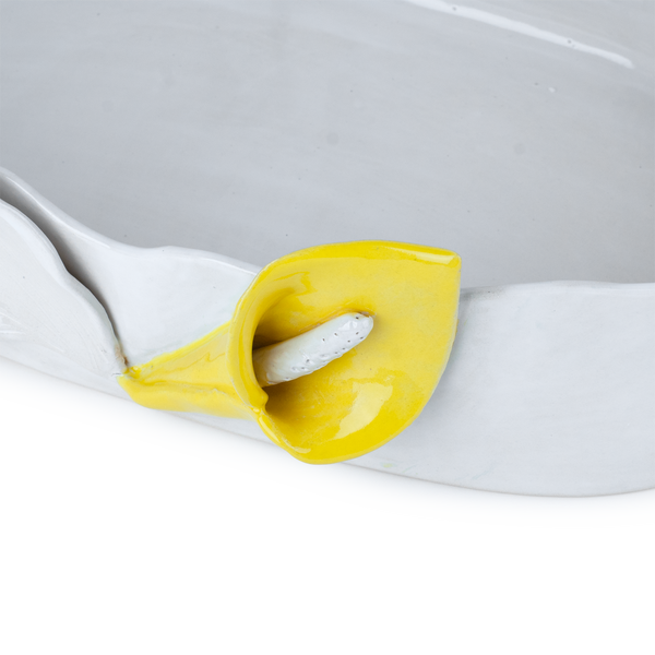 Lilies Oval Dish <br> White <br> (L 47 x H 12.5) cm