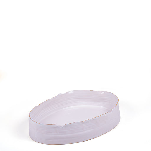 Semi Oval Platter <br> White <br> (L 31 x W 23 x H 7.5) cm