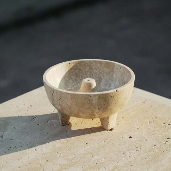 Travertine Katori Incense Holder <br> Beige