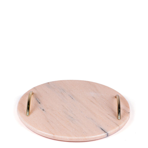Marble Tray Round with Handle <Br> Pink <br> (Ø 27 x H 1) cm