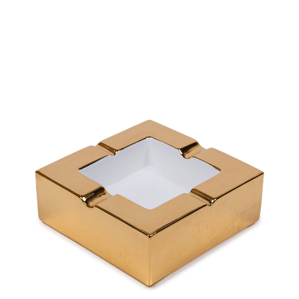 Don’t Be Too Square Ashtray <br> Glossy Gold & White