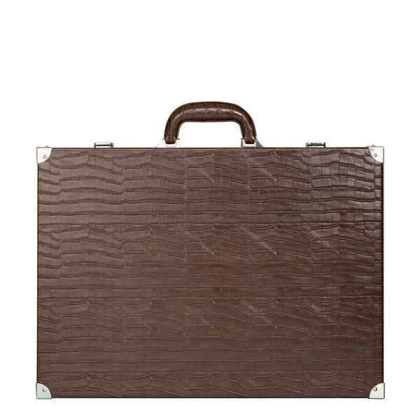 Dark Brown Crocodile <br> Backgammon Set with Handle <br> (L 52 x W 36) cm