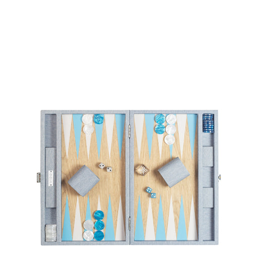 Denim Blue Wooden <br> Backgammon Set <br> (L 38 x W 24.5) cm